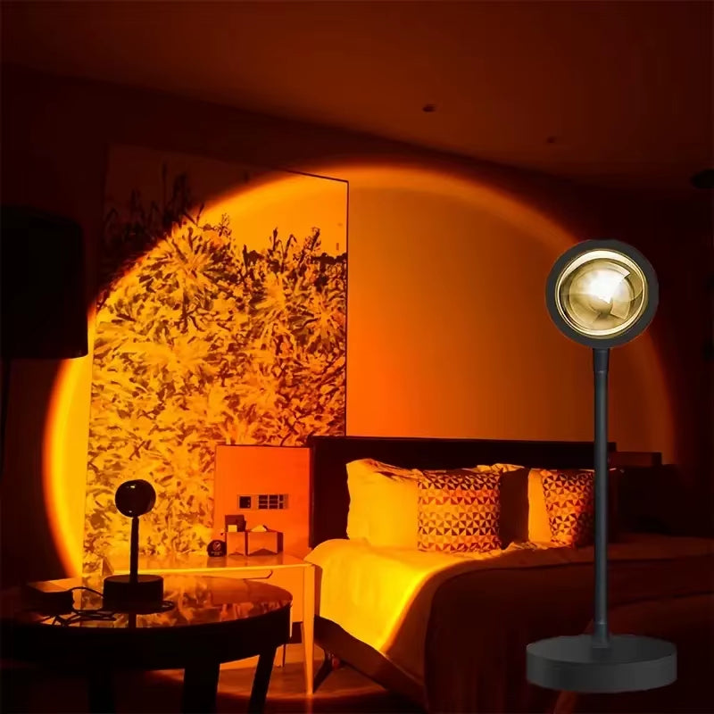 1Pc LED Sunset Light, Sunset Light Projector Atmosphere Light, Bedroom LED Night Light Projector, Room Atmosphere Light Office H